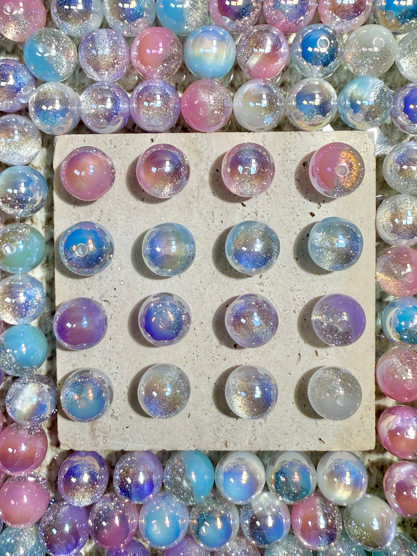 【Dazzling Galaxy】shimmering diamond sparkle acrylic beads mix, 16mm (making wreath, keychain, pens etc)