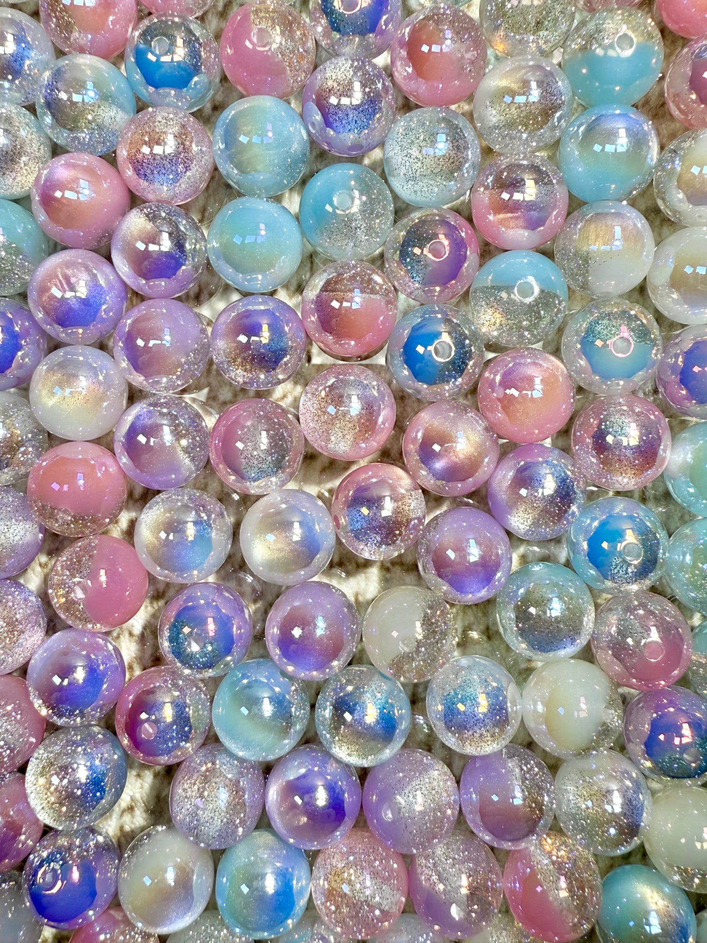 【Dazzling Galaxy】shimmering diamond sparkle acrylic beads mix, 16mm (making wreath, keychain, pens etc)