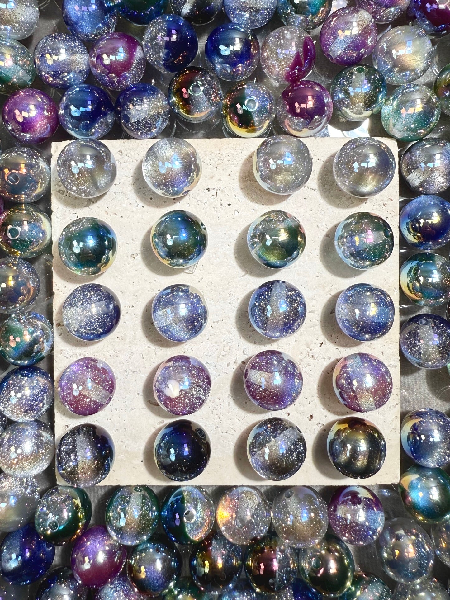 【Dazzling Galaxy】shimmering diamond sparkle acrylic beads mix, 16mm (making wreath, keychain, pens etc)