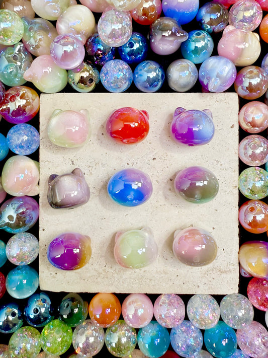 【Milky Way】extra-shinning galaxy acrylics beads mix, 16mm (making wreath, keychain, pens etc）
