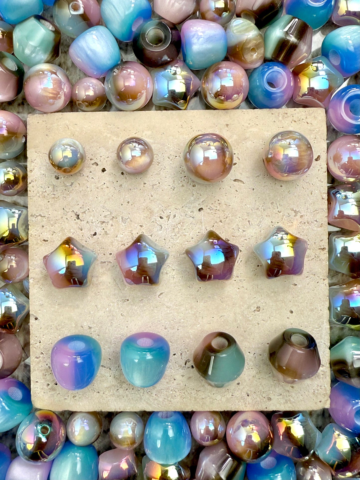 【Voie Lactée】Mélange de perles acryliques galaxie extra-brillantes, 16 mm (fabrication de couronnes, porte-clés, stylos, etc.)