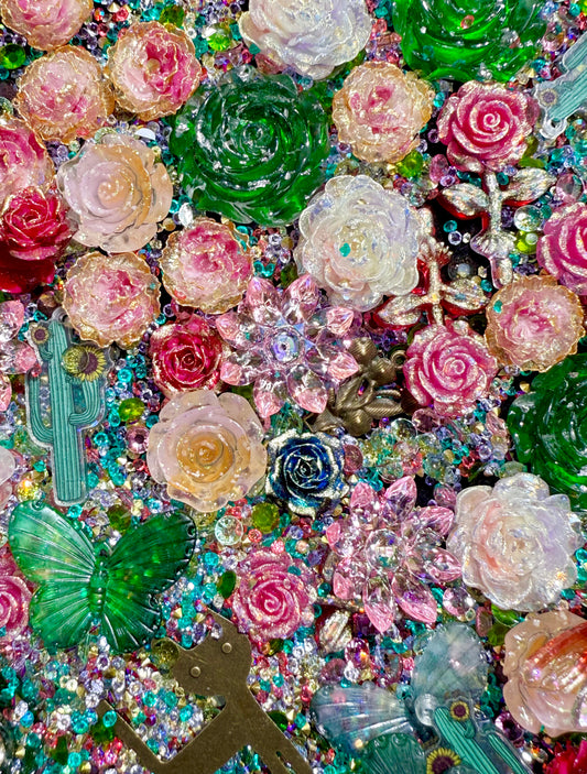 【Blooming Garden 2】Luminous flowers and rhinestone mixes, display/junk journal/phonecase craftings