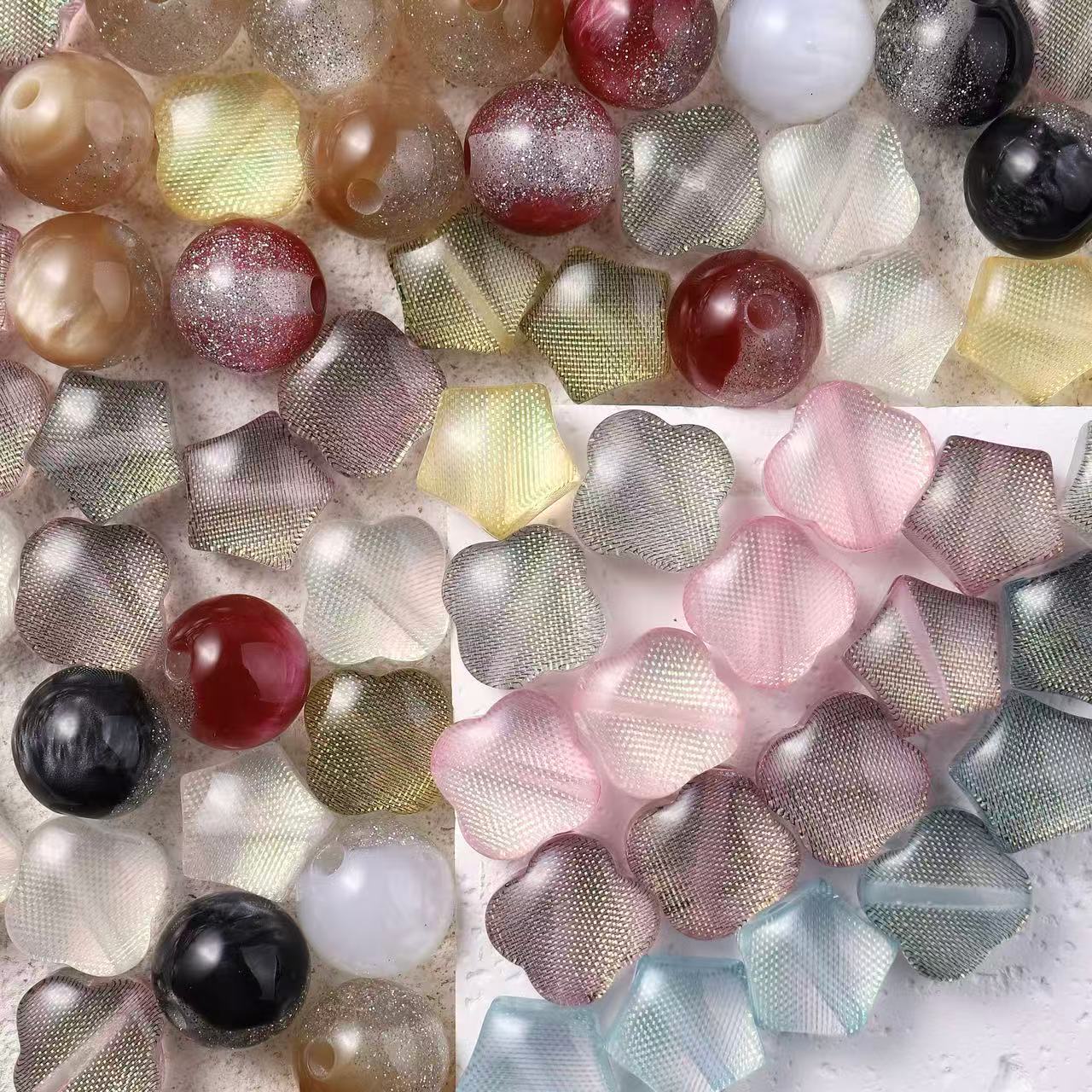 【Dazzling Galaxy】shimmering diamond sparkle acrylic beads mix, 16mm (making wreath, keychain, pens etc)