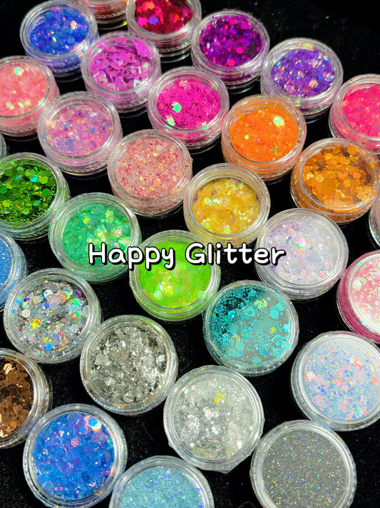 A17.NEW【Happy Glitter 3.0】various colorful glitter candy jar, for nails/snowball tumbler/resin making etc