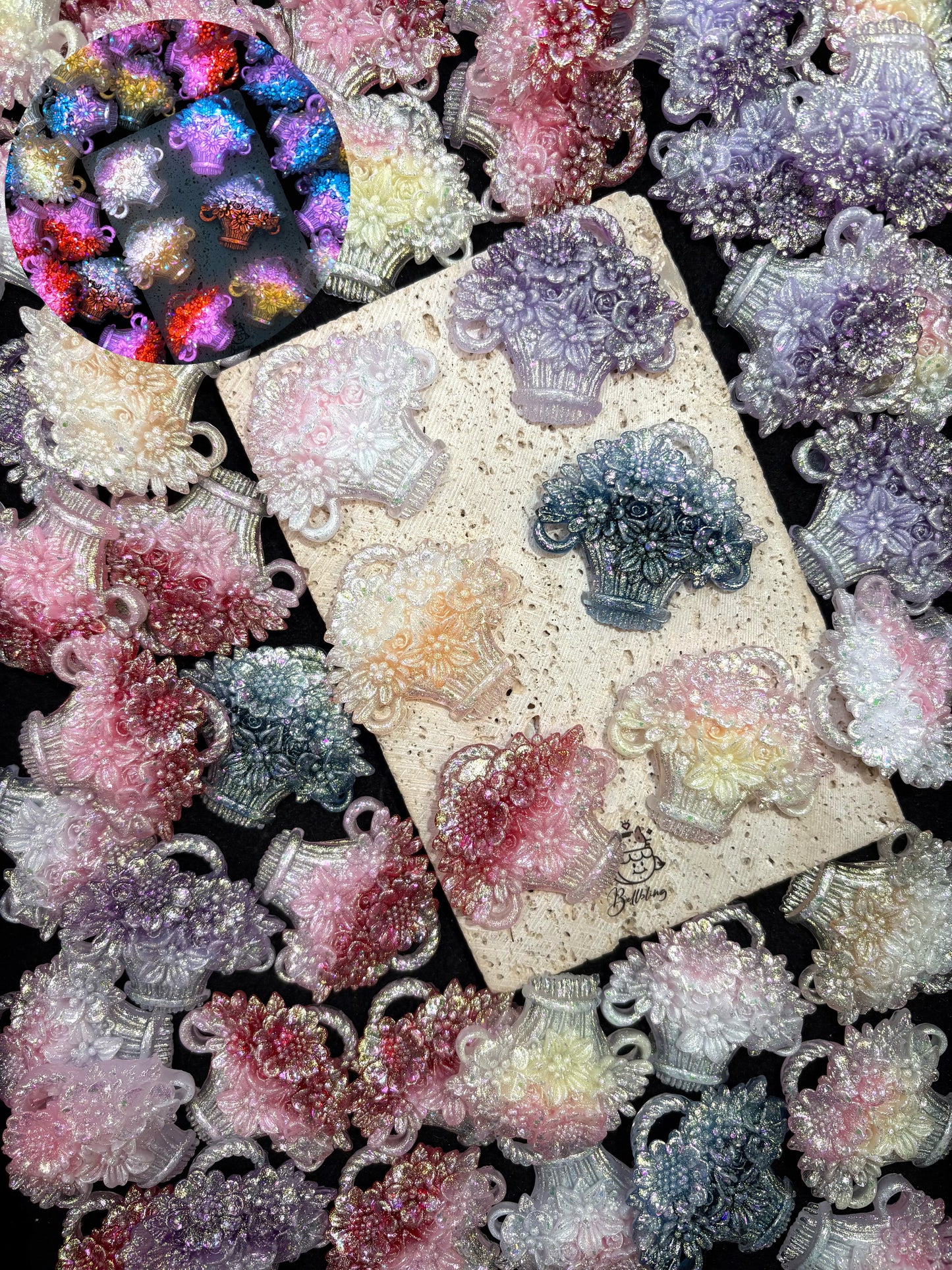 【Flower Bouquet】Luminous Big Resin Flower/Butterfly mix, frame deco, display, present choice