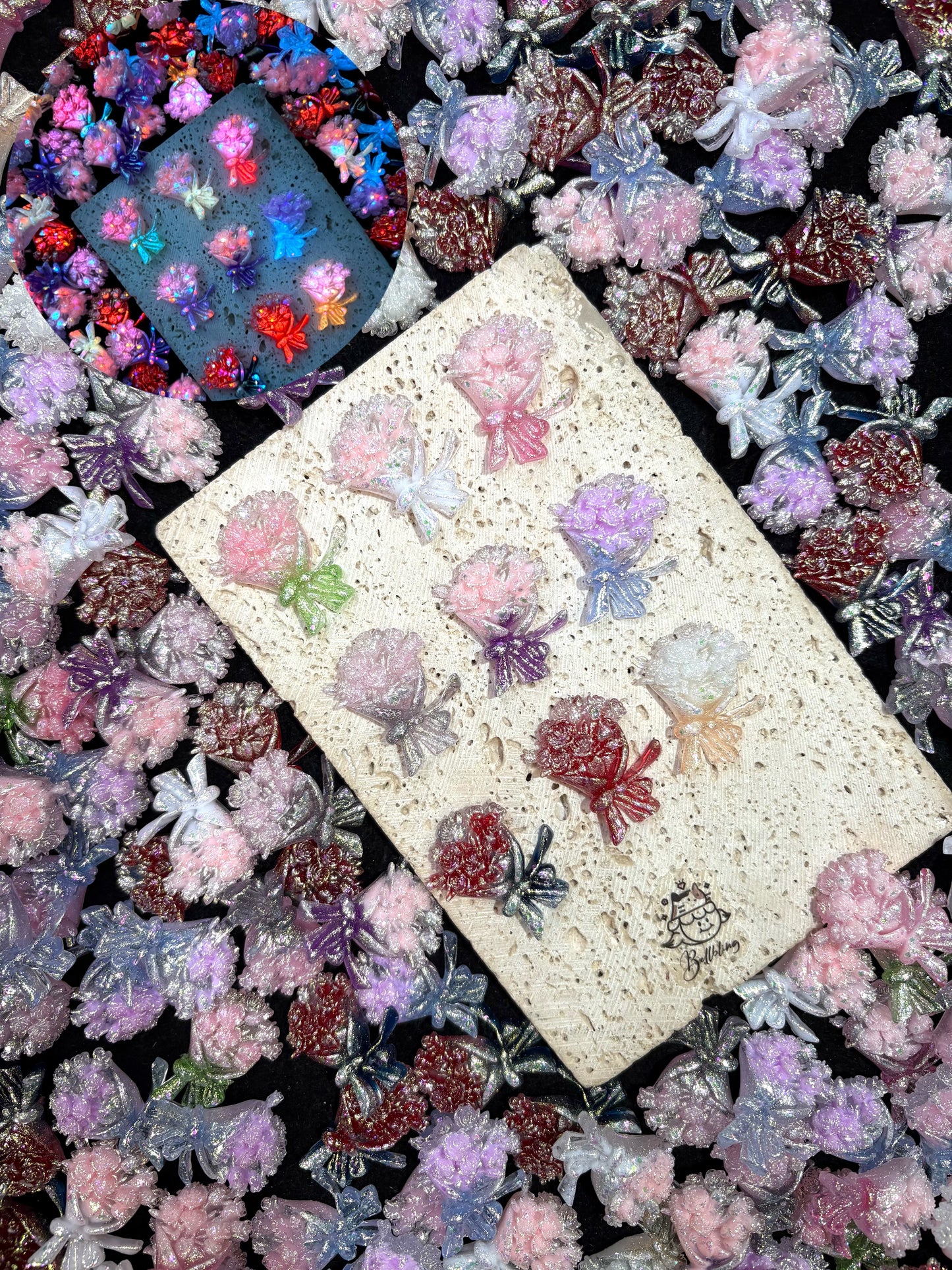 【Flower Bouquet】Luminous Big Resin Flower/Butterfly mix, frame deco, display, present choice