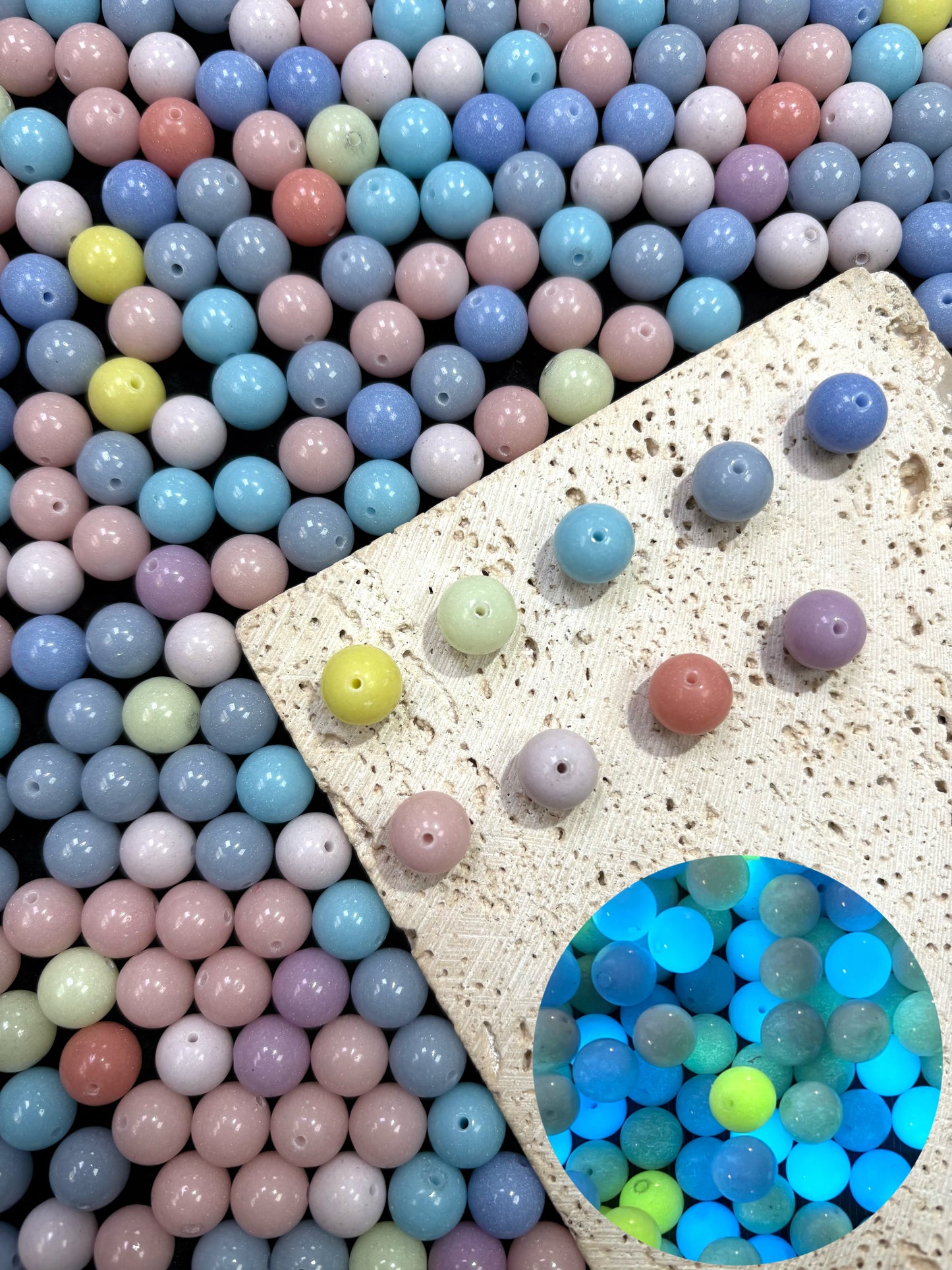 【Aura World】Perles givrées mixtes aura de 10 mm, perles de verre