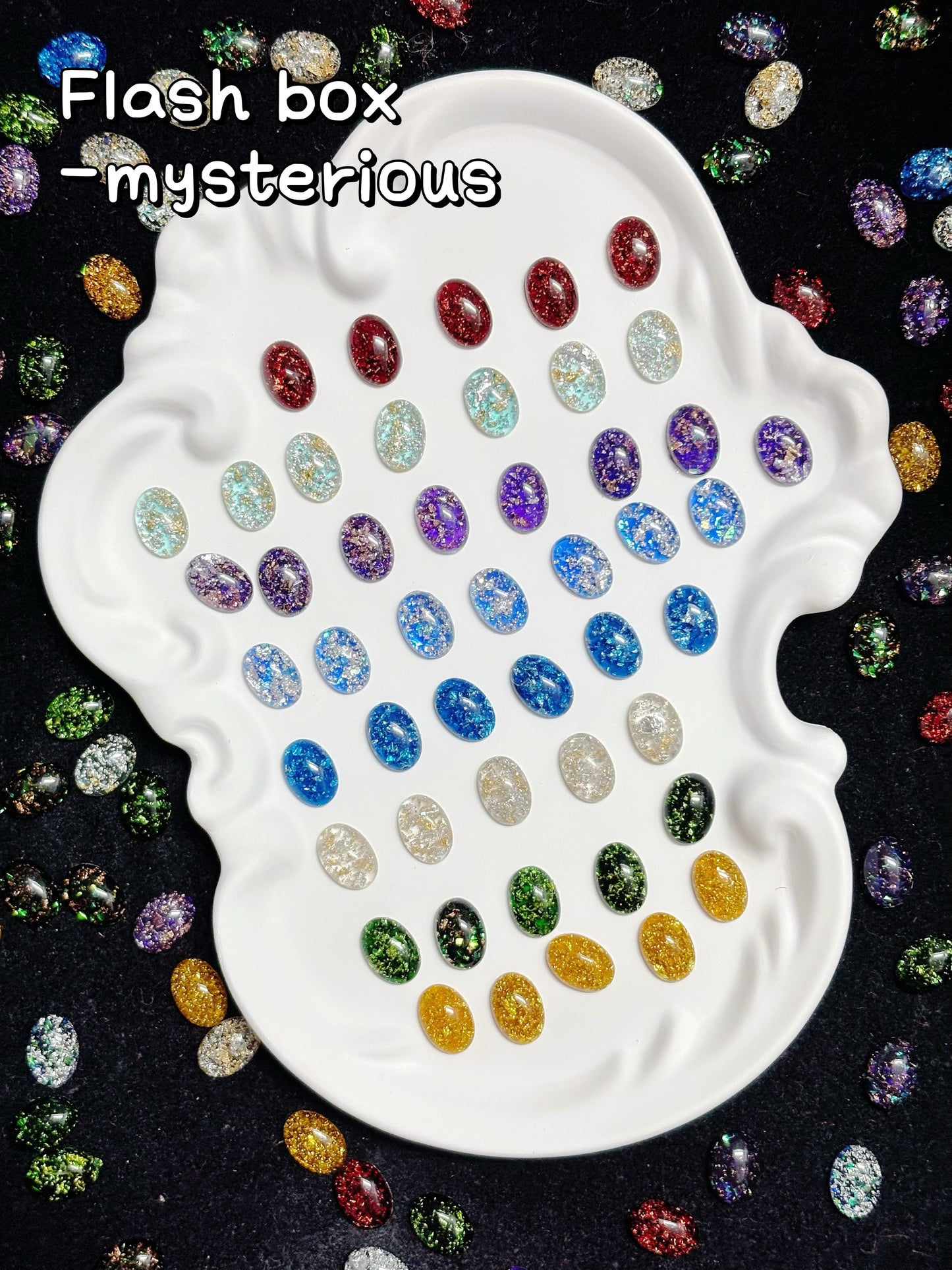 A001.NEW【Flash Box】flashy oval resin charm 10*14mm flat back