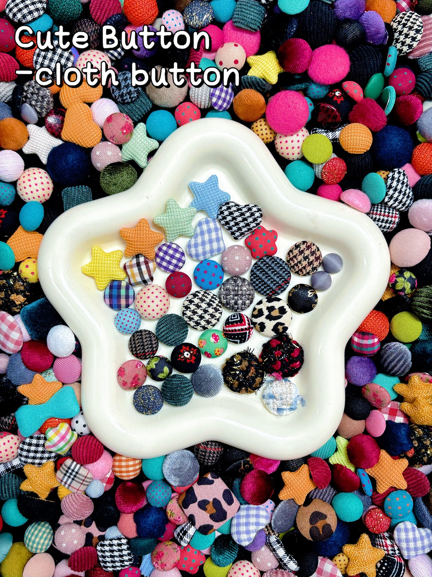 【Cute Buttons】colorful acrylics/cloth buttons mix