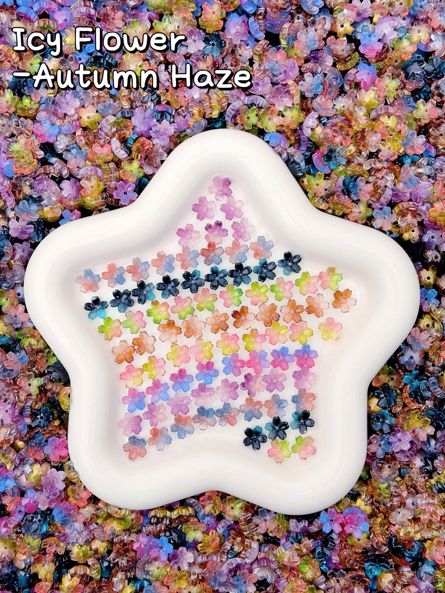 【Icy Flower】 Exquisite glass flower petal charms, bracelet/keychain supplies