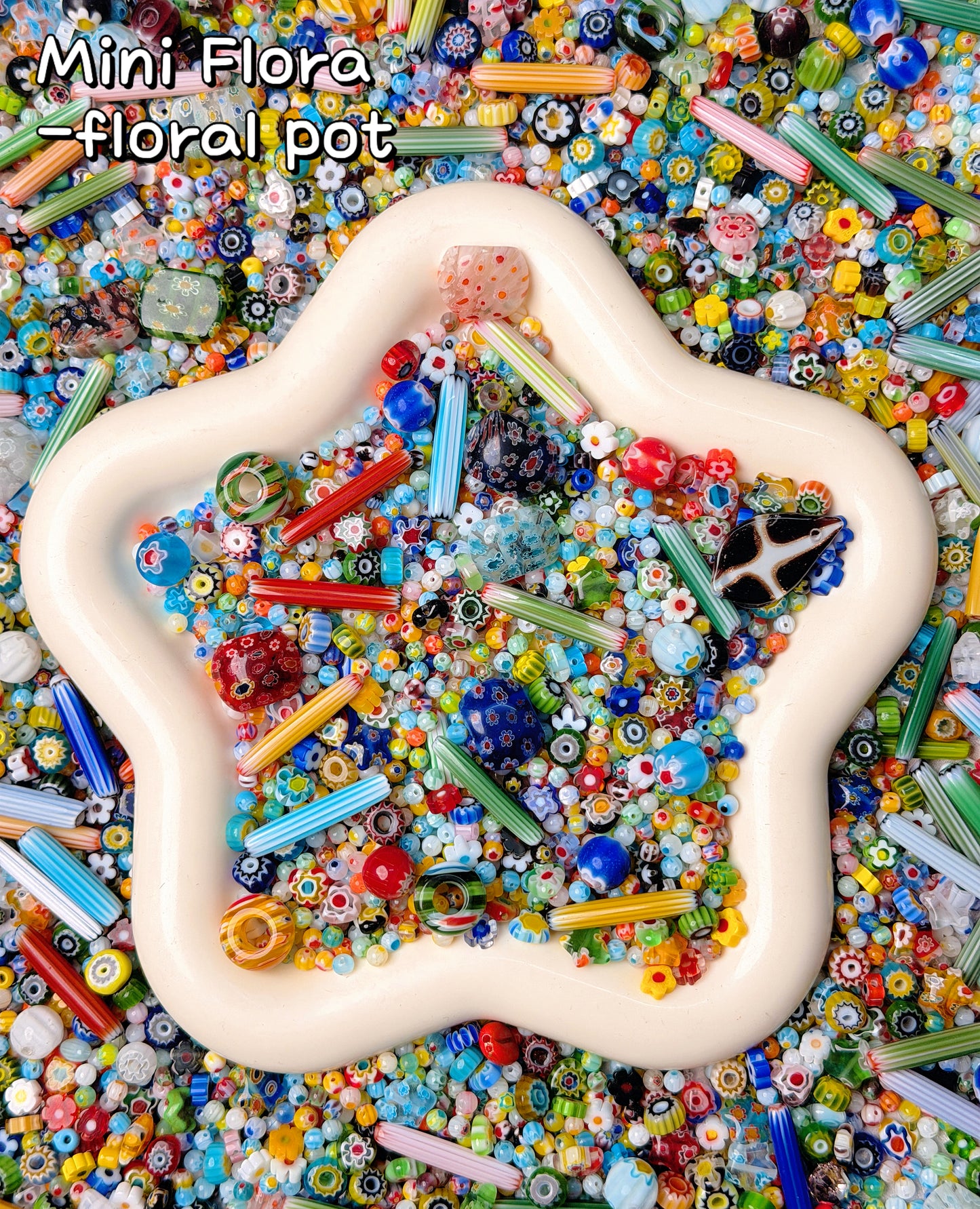 【Mini Flora】Millefiori pure hand-made glass beads, tributes to Italian Murano Glass